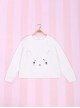 The Aggrieved Bear Series White Round Neck Cute Stereoscopic Ear Raglan Sleeve Loose Daily Kawaii Fashion Long Sleeves Sweatshirt