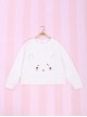 The Aggrieved Bear Series White Round Neck Cute Stereoscopic Ear Raglan Sleeve Loose Daily Kawaii Fashion Long Sleeves Sweatshirt