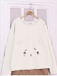 The Aggrieved Bear Series White Round Neck Cute Stereoscopic Ear Raglan Sleeve Loose Daily Kawaii Fashion Long Sleeves Sweatshirt