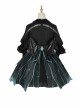 Rose Witch Series Black Halloween Irregular Cute Punk Teal Magic Spider Dark Bat Wing Bowknot Elements Print Lolita Dress Hat Set