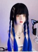 Klein Blue Fashionable Black Blue Gradient Dyed Daily Matte Sweet Cool Hot Girl Long Straight Wigs