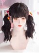 Cold Brown Cute Wool Curly Double Ponytail Daily Natural Simulation Internet Celebrity Fluffy Bangs Wigs