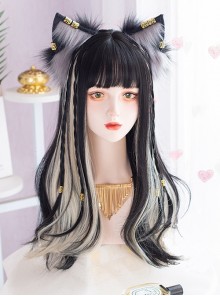 Egyptian Cat Theme Ear Hanging Local Dyeing Daily Millennium Hot Girl Sweet Sexy Black Golden Long Curly Wig