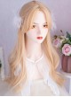 Light Golden Sweet Cute Mid Split Fluffy Matte S Shape Hair Seam Simulated Large Scalp Long Curly Wig