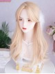 Light Golden Sweet Cute Mid Split Fluffy Matte S Shape Hair Seam Simulated Large Scalp Long Curly Wig