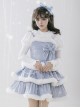 Painting Dreams Carol In Snow Series Winter Cute Ice Blue Bowknot Lace Plush Small Cloak Snowflake Print Sweet Lolita Dress JSK Set