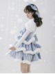 Painting Dreams Carol In Snow Series Winter Cute Ice Blue Bowknot Lace Plush Small Cloak Snowflake Print Sweet Lolita Dress JSK Set