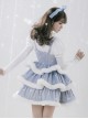 Painting Dreams Carol In Snow Series Winter Cute Ice Blue Bowknot Lace Plush Small Cloak Snowflake Print Sweet Lolita Dress JSK Set