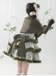 Painting Dreams Forest Elf Series Morandi Forest Green Plush Little Cape Elegant Sweet Multi-Tiered Fluffy Sweet Lolita Dress JSK Set