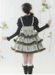 Painting Dreams Forest Elf Series Morandi Forest Green Plush Little Cape Elegant Sweet Multi-Tiered Fluffy Sweet Lolita Dress JSK Set