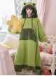 Tuantuan Series Grass Green Thickened Double-Sided Velvet Big Pocket Cute Frog Home Wear Soft Autumn Winter Kawaii Fashion Loose Hooded Nightdress OP