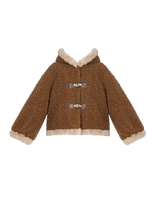 Red Panda Series Cute Daily Brown Warm Velvet Thickened Autumn Winter Warm Long Tail Sweet Lolita Hooded Coat