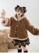 Red Panda Series Cute Daily Brown Warm Velvet Thickened Autumn Winter Warm Long Tail Sweet Lolita Hooded Coat