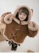 Red Panda Series Cute Daily Brown Warm Velvet Thickened Autumn Winter Warm Long Tail Sweet Lolita Hooded Coat