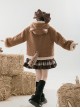 Red Panda Series Cute Daily Brown Warm Velvet Thickened Autumn Winter Warm Long Tail Sweet Lolita Hooded Coat