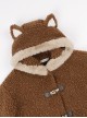 Red Panda Series Cute Daily Brown Warm Velvet Thickened Autumn Winter Warm Long Tail Sweet Lolita Hooded Coat