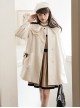 First Snow Series Asymmetrical Design Milky White Plush Petal Lapel Collar Lantern Sleeves Black Velvet Bow Loose Classic Lolita Coat