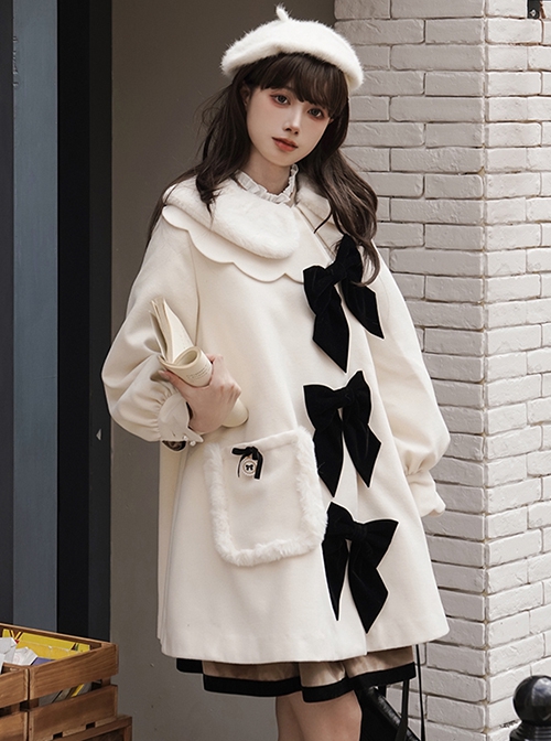 First Snow Series Retro Elegant Coat Matching Items Decoration Tie Classic Lolita Black Velvet Bowknot