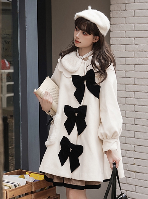 First Snow Series Retro Elegant Coat Matching Items Decoration Tie Classic Lolita Black Velvet Bowknot