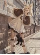 Fluffy Deer Series Warm Brown 3D Small Antlers Fur Ball Bell Bowknot Tie Sleeveless Bud Dress JSK Woolen Cloak Leg Sleeves Set