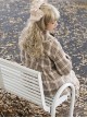 College Style Milky Coffee Color Khaki Plaid Patterned Woolen Autumn Winter Sweet Lolita Doll Collar Loose Lantern Sleeves Coat