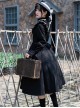 Olivia Series Black Small Stand Collar Ruffles White Round Splice V Shape Line Elegant Large Hem Gothic Lolita Lantern Long Sleeve Dress