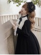 Silent Poem Series Black Nun Autumn Winter White Ruffles Lace Classic Retro Gothic Style Lamb Leg Sleeves Dress