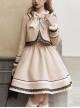 Sunset Heart Beating Agreement Series College Style Camel Khaki Contrast Color Lace Simple Daily School Lolita Dress Coat Set