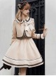 Sunset Heart Beating Agreement Series College Style Camel Khaki Contrast Color Lace Simple Daily School Lolita Dress Coat Set