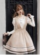 Sunset Heart Beating Agreement Series College Style Camel Khaki Contrast Color Lace Simple Daily School Lolita Dress Coat Set