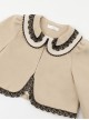 Sunset Heart Beating Agreement Series College Style Camel Khaki Contrast Color Lace Simple Daily School Lolita Dress Coat Set
