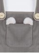 Pillow Doll Series Gray Low Waist Cartoon Buttons Gloves Patchwork Plaid Short Sleeveless Bear Ears Hooded Dress JSK