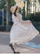 Sweet Tea Series Apricot Large Skirt Extended Hem Inside Round Neckline Ruffled Puff Long Straight Sleeves Classic Lolita Dress