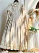 Sweet Tea Series Apricot Large Skirt Extended Hem Inside Round Neckline Ruffled Puff Long Straight Sleeves Classic Lolita Dress