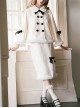 Winter Love Letter Series Contrast Color Bow Double Breasted Elegant Cute Snow White Plush Collar Classic Lolita Coat Skirt Set