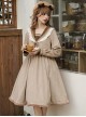 Coco Diary Series College Style Navy Collar Khaki Lace Ruffles Autumn Winter Hairball Plush Edge School Lolita Long Sleeves Dress OP