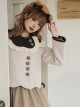 Coco Diary Series Asymmetrical Petal Collar Lace Daily Brown Apricot Cute Round Buttons College Style School Lolita Woolen Coat