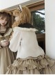 Coco Diary Series Asymmetrical Petal Collar Lace Daily Brown Apricot Cute Round Buttons College Style School Lolita Woolen Coat