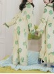 Sleepy Frog Series Green Cute Frog Print Lace Ruffle Daily Home Comfort Soft Sweet Lolita Pajama Pants