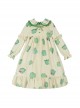 Sleepy Frog Series Green Cartoon Little Frog High Waist Everyday Cute Ruffle Baby Collar Sweet Lolita Apricot Flannel Nightdress OP