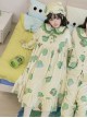 Sleepy Frog Series Green Cartoon Little Frog High Waist Everyday Cute Ruffle Baby Collar Sweet Lolita Apricot Flannel Nightdress OP