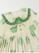 Sleepy Frog Series Green Cartoon Little Frog High Waist Everyday Cute Ruffle Baby Collar Sweet Lolita Apricot Flannel Nightdress OP