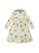 Sleepy Frog Series Green Cartoon Little Frog High Waist Everyday Cute Ruffle Baby Collar Sweet Lolita Apricot Flannel Nightdress OP