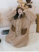 Tuantuan Series Animal Theme Cocoa Brown Cartoon Alpaca Hooded Round Buttons Loose Jumpsuit Soft Warm Sweet Lolita Homewear