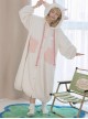 Tuantuan Series Animal Theme White Pink Cute Little Lamb Soft Comfortable Hooded Flower Bud Hem Long Sleeves Dress Nightdress