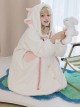 Tuantuan Series Animal Theme White Pink Cute Little Lamb Soft Comfortable Hooded Flower Bud Hem Long Sleeves Dress Nightdress