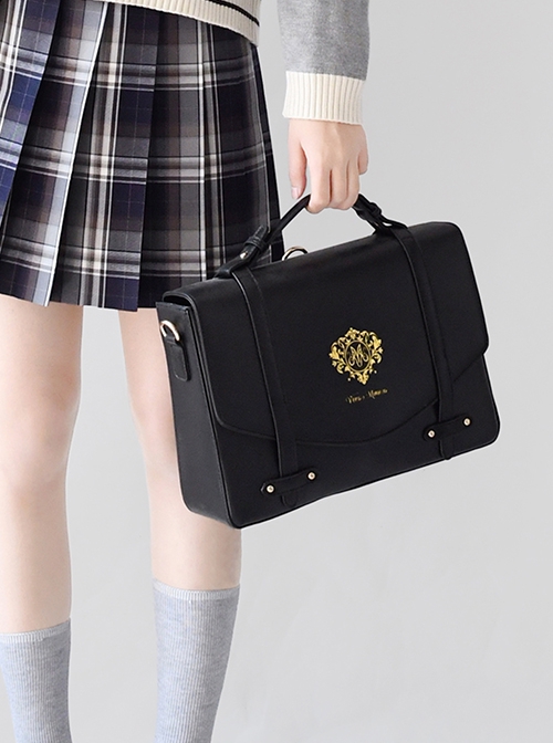 Ouji Fashion Prince Series College Style Honors Student Black Daily Commuting Versatile Exquisite Uniform JK Crossbody Messenger Bag