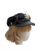 Ouji Fashion Dark Black Military Style Exquisite Retro Golden Silver Metal Chain Accessories Lolita Octagonal Hat