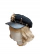 Ouji Fashion Dark Black Military Style Exquisite Retro Golden Silver Metal Chain Accessories Lolita Octagonal Hat