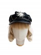 Ouji Fashion Dark Black Military Style Exquisite Retro Golden Silver Metal Chain Accessories Lolita Octagonal Hat